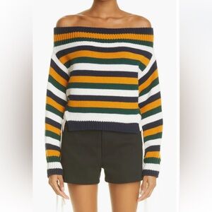 MONSE Merino Wool Off-The-Shoulder Striped Sweater Sz Medium